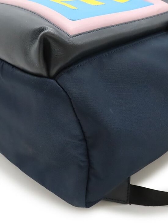 Fendi Logo Backpack Nylon Leather Navy Pink Blue main image 8